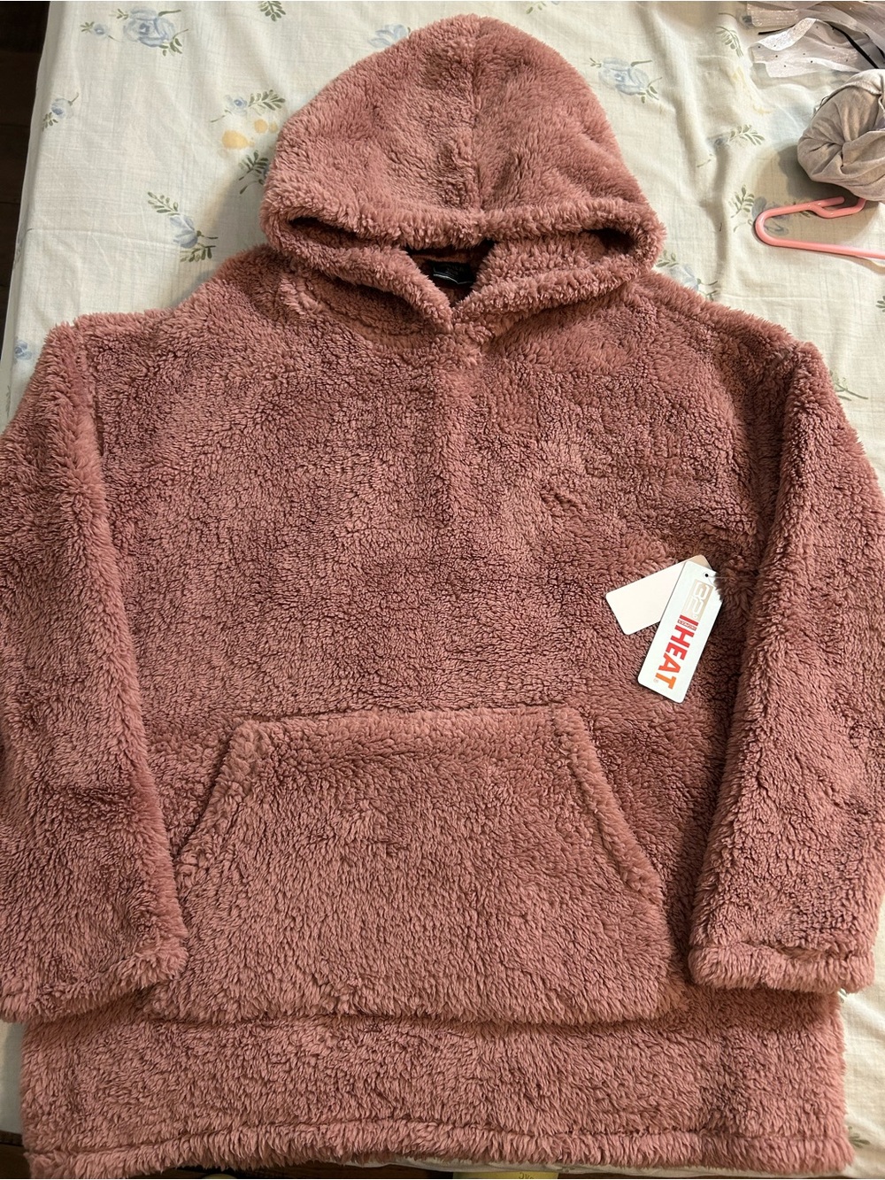 32 Degrees Plush Hooded Pullover Sweater in Spiced Chai